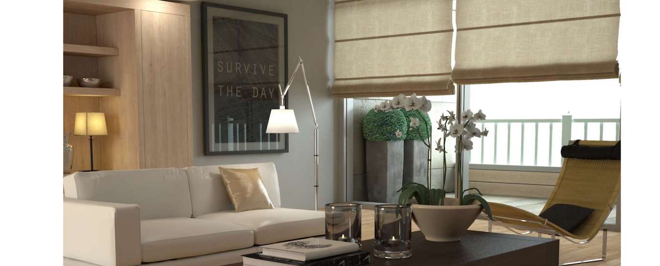 Roman shades in a living room